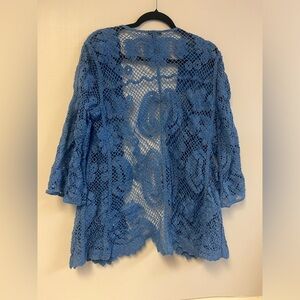 Women's Nina Leonard Scalloped‎ Edge Crotchet Open Cardigan